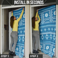 Fiji Masi All Blue Door Cover Tapa Pattern - Polynesian Pride