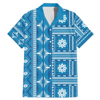 Fiji Masi All Blue Family Matching Mermaid Dress and Hawaiian Shirt Tapa Pattern - Polynesian Pride