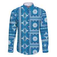 Fiji Masi All Blue Family Matching Puletasi and Hawaiian Shirt Tapa Pattern - Polynesian Pride