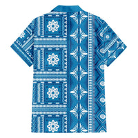Fiji Masi All Blue Family Matching Summer Maxi Dress and Hawaiian Shirt Tapa Pattern - Polynesian Pride