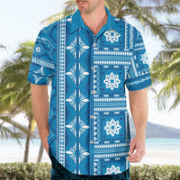 Fiji Masi All Blue Hawaiian Shirt Tapa Pattern - Polynesian Pride