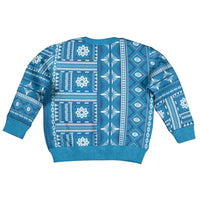 Fiji Masi All Blue Kid Ugly Christmas Sweater Tapa Pattern - Polynesian Pride