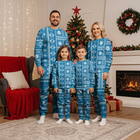 Fiji Masi All Blue Christmas Pajama Set Tapa Pattern - Polynesian Pride
