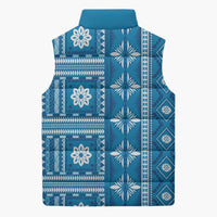 Fiji Masi All Blue Sleeveless Puffer Jacket Tapa Pattern - Polynesian Pride