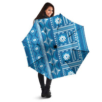 Fiji Masi All Blue Umbrella Tapa Pattern LT01 - Polynesian Pride
