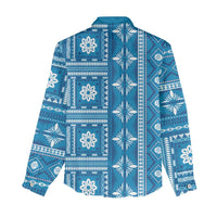 Fiji Masi All Blue Women Casual Shirt Tapa Pattern - Polynesian Pride