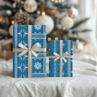 Fiji Masi All Blue Wrapping Paper Tapa Pattern - Polynesian Pride