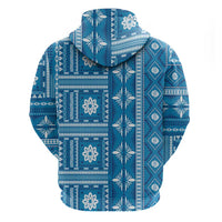 Fiji Masi All Blue Zip Hoodie Tapa Pattern - Polynesian Pride
