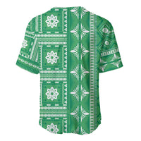 Fiji Masi All Green Baseball Jersey Tapa Pattern - Polynesian Pride