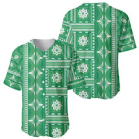 Fiji Masi All Green Baseball Jersey Tapa Pattern - Polynesian Pride