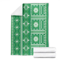 Fiji Masi All Green Blanket Tapa Pattern - Polynesian Pride