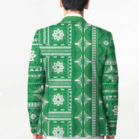 Fiji Masi All Green Blazer Tapa Pattern - Polynesian Pride