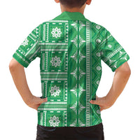 Fiji Masi All Green Family Matching Puletasi and Hawaiian Shirt Tapa Pattern LT01 - Polynesian Pride