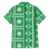 Fiji Masi All Green Family Matching Tank Maxi Dress and Hawaiian Shirt Tapa Pattern - Polynesian Pride