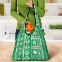 Fiji Masi All Green Grocery Bag Tapa Pattern - Polynesian Pride