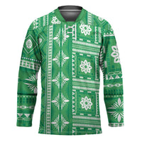Fiji Masi All Green Hockey Jersey Tapa Pattern - Polynesian Pride