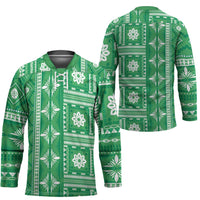 Fiji Masi All Green Hockey Jersey Tapa Pattern - Polynesian Pride