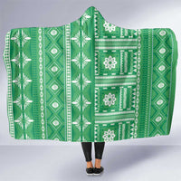 Fiji Masi All Green Hooded Blanket Tapa Pattern - Polynesian Pride