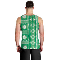 Fiji Masi All Green Men Tank Top Tapa Pattern - Polynesian Pride