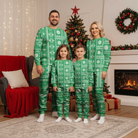 Fiji Masi All Green Christmas Pajama Set Tapa Pattern - Polynesian Pride