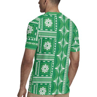 Fiji Masi All Green Rugby Jersey Tapa Pattern - Polynesian Pride
