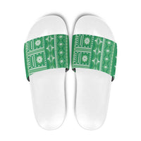 Fiji Masi All Green Slide Sandals Tapa Pattern - Polynesian Pride