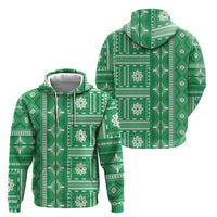 Fiji Masi All Green Zip Hoodie Tapa Pattern - Polynesian Pride