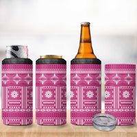 Fiji Masi All Pink 4 in 1 Can Cooler Tumbler Tapa Pattern - Polynesian Pride