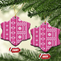 Fiji Masi All Pink Ceramic Ornament Tapa Pattern - Polynesian Pride