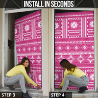 Fiji Masi All Pink Door Cover Tapa Pattern - Polynesian Pride