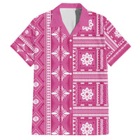 Fiji Masi All Pink Family Matching Short Sleeve Bodycon Dress and Hawaiian Shirt Tapa Pattern - Polynesian Pride