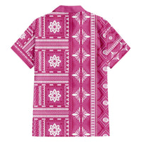 Fiji Masi All Pink Family Matching Tank Maxi Dress and Hawaiian Shirt Tapa Pattern - Polynesian Pride