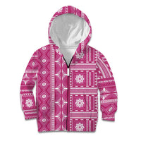 Fiji Masi All Pink Kid Hoodie Tapa Pattern - Polynesian Pride