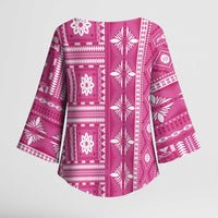 Fiji Masi All Pink Kimono Sleeve Blouse Tapa Pattern - Polynesian Pride