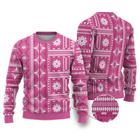 Fiji Masi All Pink Ugly Christmas Sweater Tapa Pattern - Polynesian Pride
