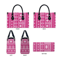 Fiji Masi All Pink Leather Bag Tapa Pattern - Polynesian Pride