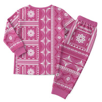Fiji Masi All Pink Christmas Pajama Set Tapa Pattern - Polynesian Pride