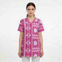 Fiji Masi All Pink Scrub Top Tapa Pattern - Polynesian Pride