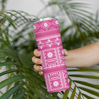 Fiji Masi All Pink Skinny Tumbler Tapa Pattern - Polynesian Pride