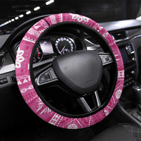 Fiji Masi All Pink Steering Wheel Cover Tapa Pattern - Polynesian Pride