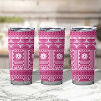 Fiji Masi All Pink Tumbler Cup Tapa Pattern - Polynesian Pride