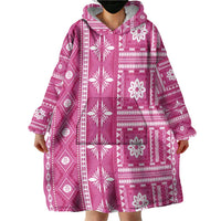 Fiji Masi All Pink Wearable Blanket Hoodie Tapa Pattern - Polynesian Pride