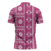 Fiji Masi All Pink Zipper Polo Shirt Tapa Pattern LT01 - Polynesian Pride