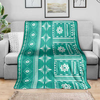 Fiji Masi All Teal Blanket Tapa Pattern - Polynesian Pride