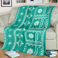 Fiji Masi All Teal Blanket Tapa Pattern - Polynesian Pride