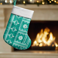 Fiji Masi All Teal Christmas Stocking Tapa Pattern - Polynesian Pride