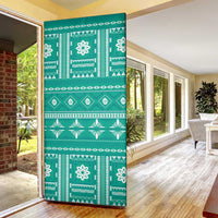 Fiji Masi All Teal Door Cover Tapa Pattern - Polynesian Pride