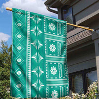 Fiji Masi All Teal Garden Flag Tapa Pattern - Polynesian Pride