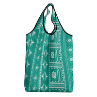 Fiji Masi All Teal Grocery Bag Tapa Pattern - Polynesian Pride
