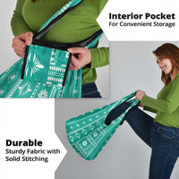 Fiji Masi All Teal Grocery Bag Tapa Pattern - Polynesian Pride